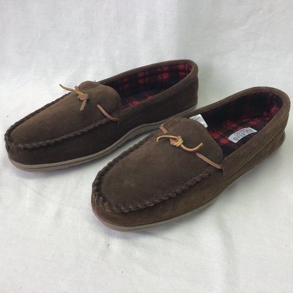 Red Head Men's Slippers Brown Memory Foam Leather Moccasin Slip Resistant 14 - Picture 1 of 2